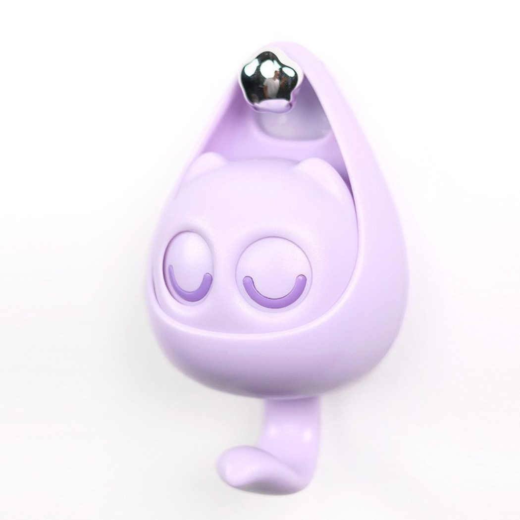 Purple cartoon-like object with a silver top on a white background
