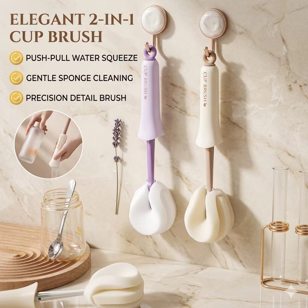 Premium 2-in-1 Self Squeeze Bottle Brush & Straw Set