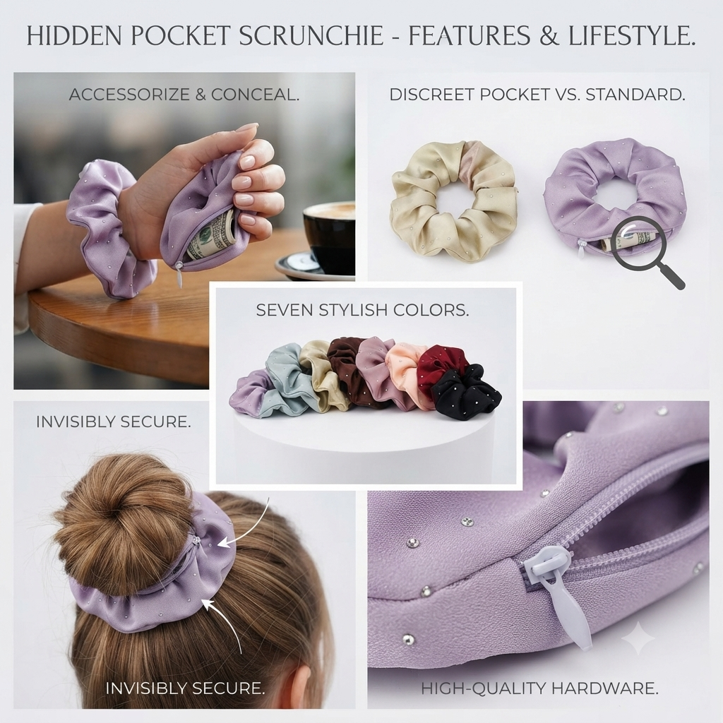 3 PCS Hidden Pocket Hair Scrunchie